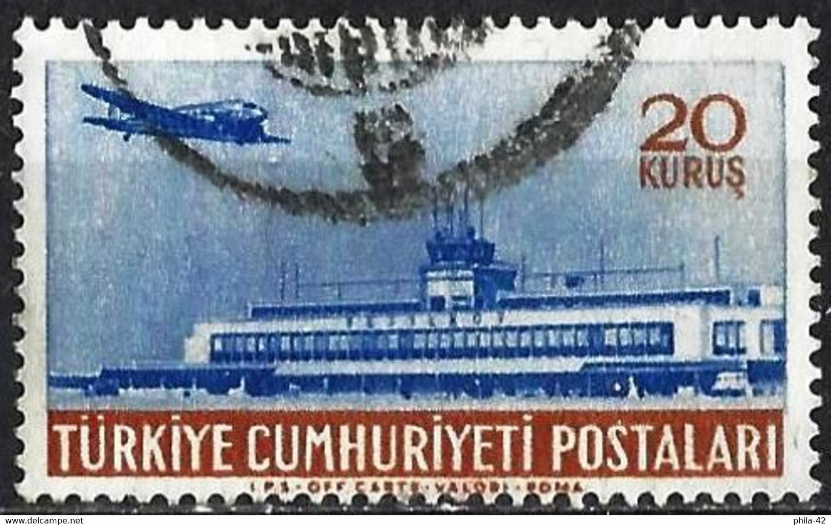 Turkey 1954 - Mi 1405 - YT Pa 29 ( Yesilkoy Airport, Istanbul, Aircraft ) - Airmail