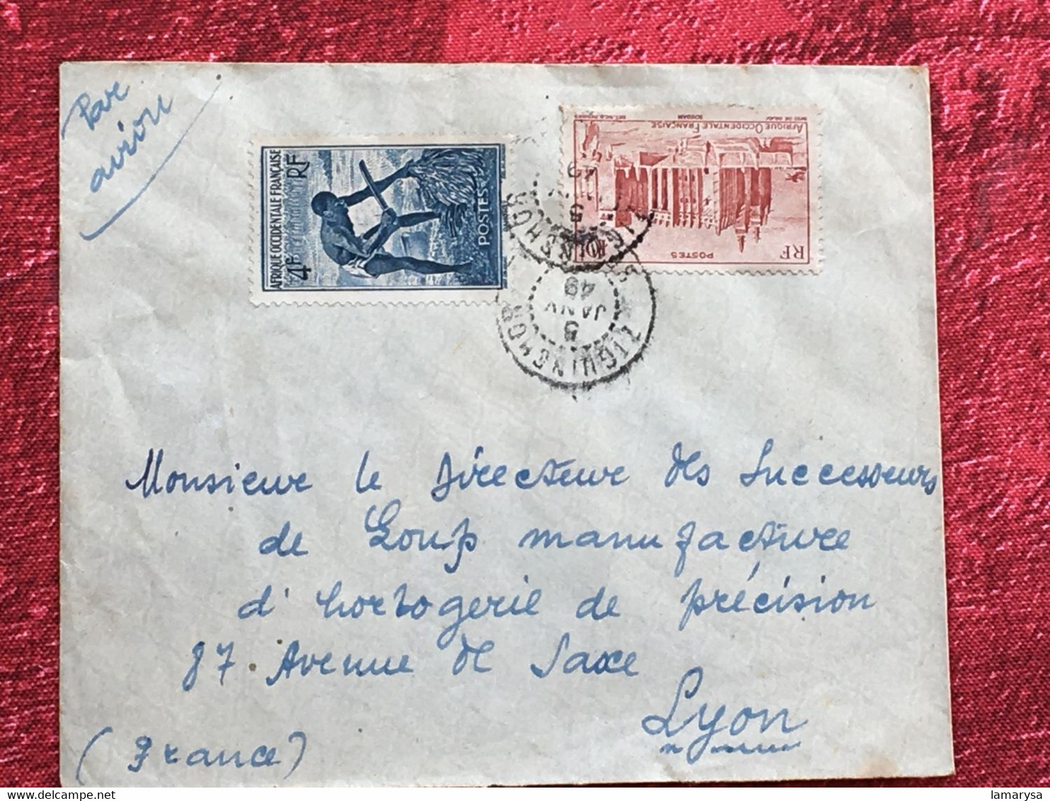 Ziguine A.O.F-Soudan Français-☛(ex-Colonie Protectorat)Timbres Aff. Composé Lettre Document-☛1949-avion-Tarif - Brieven En Documenten