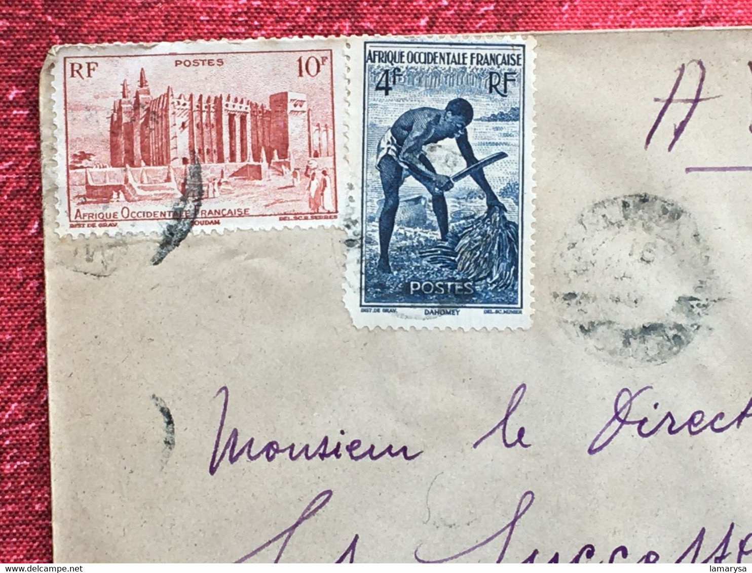 A.O.F-Soudan Français-☛(ex-Colonie Protectorat)Timbres Aff. Composé Lettre Document-☛-avion-Tarif Poste Aérienne - Brieven En Documenten