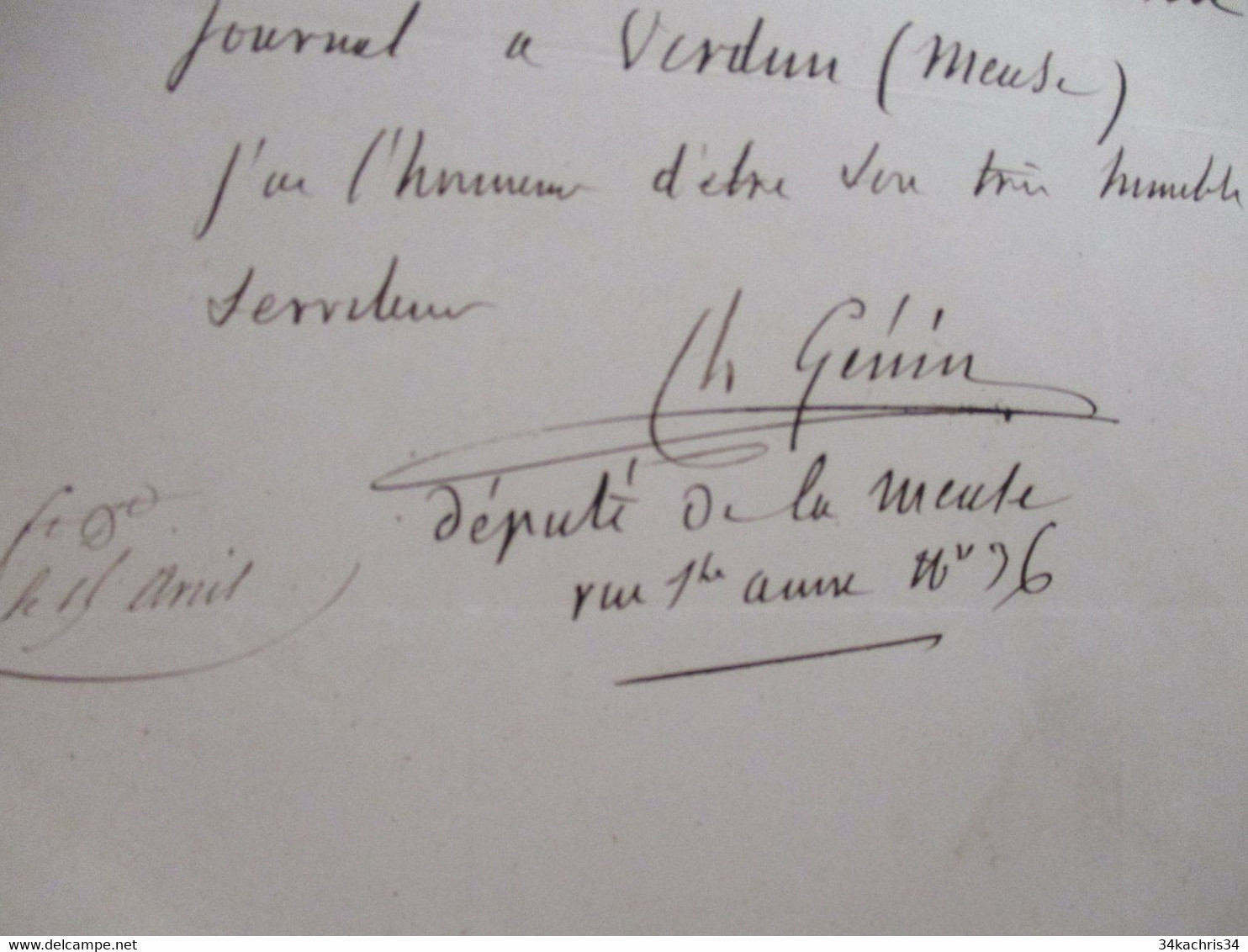 LAs Autographe Signée Genin Paris 1840 Député De La Meuse à Propos De Son Abonnement Au Journal Des Moniteurs - Autres & Non Classés