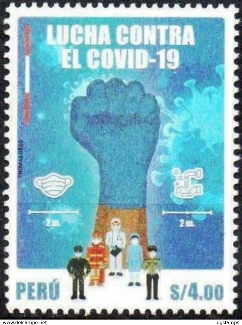 Peru 2021 ** Fight Against COVID-19. Allegory Of Strength, With Raised Fist. Lucha Contra El COVID-19. - Peru