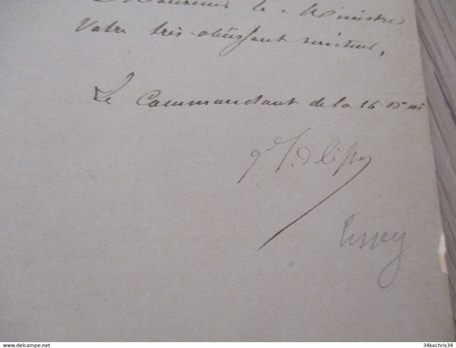 LAs Autographe Signée Général De Cissey + Coupure Et Estampe 1869 Affaires Militaires - Sonstige & Ohne Zuordnung