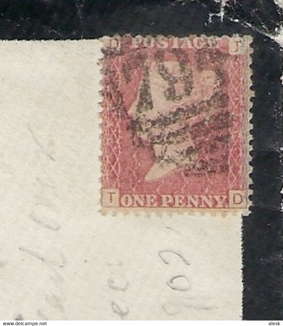 VICTORIA ONE PENNY ROUGE N°26 Oblitération N°794 - 26 Janvier 1876 Pour Swaffham - Lettres & Documents