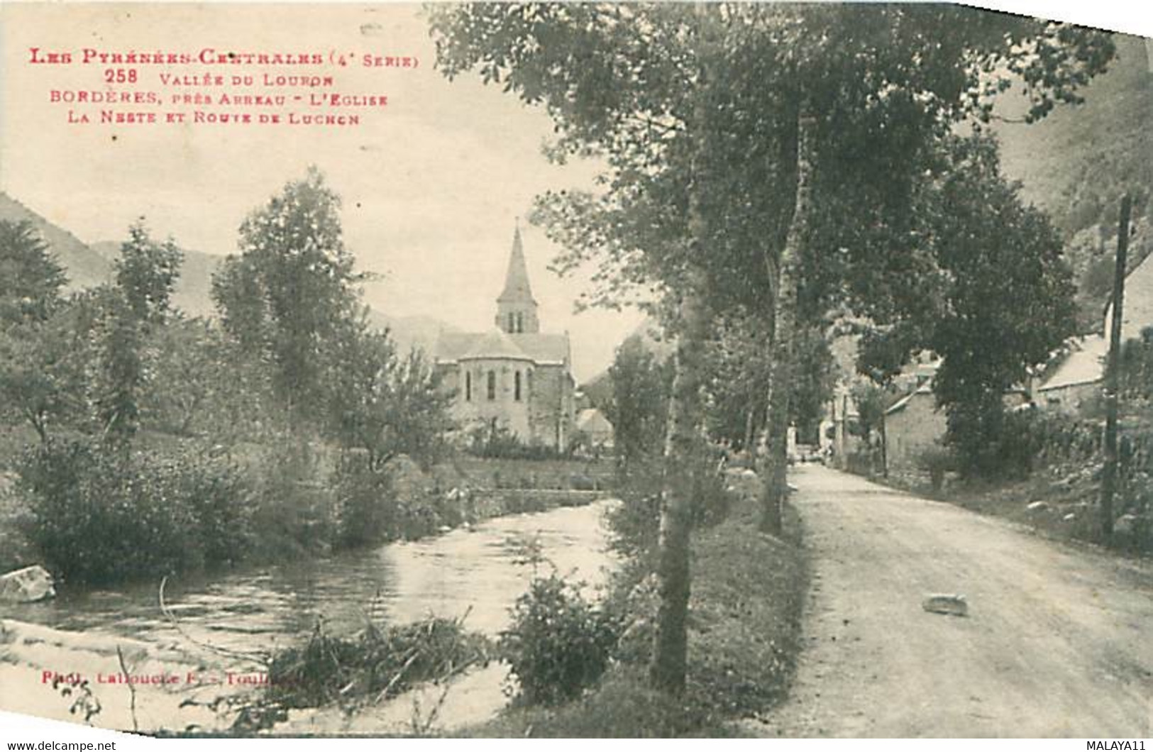 CPA - VALLÉE DU LOURON - L'ÉGLISE LA NESTE ET ROUTE DE LUCHON - Borderes Louron