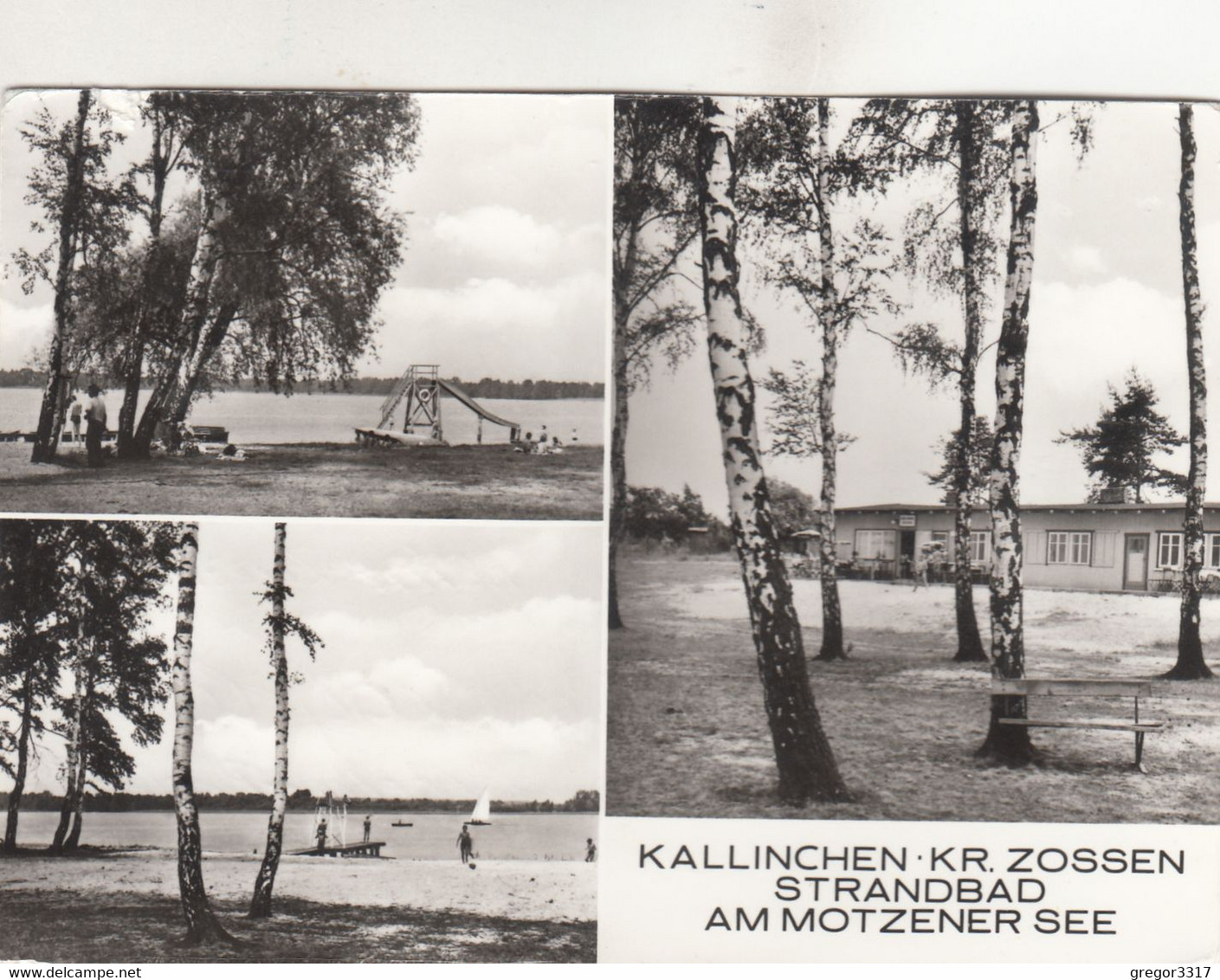 B1448) KALLINCHEN Kr. ZOSSEN - STRANDBAD Am MOTZENER SEE - S/W Dreibild AK M. Rutsche Haus Segelboot - Zossen