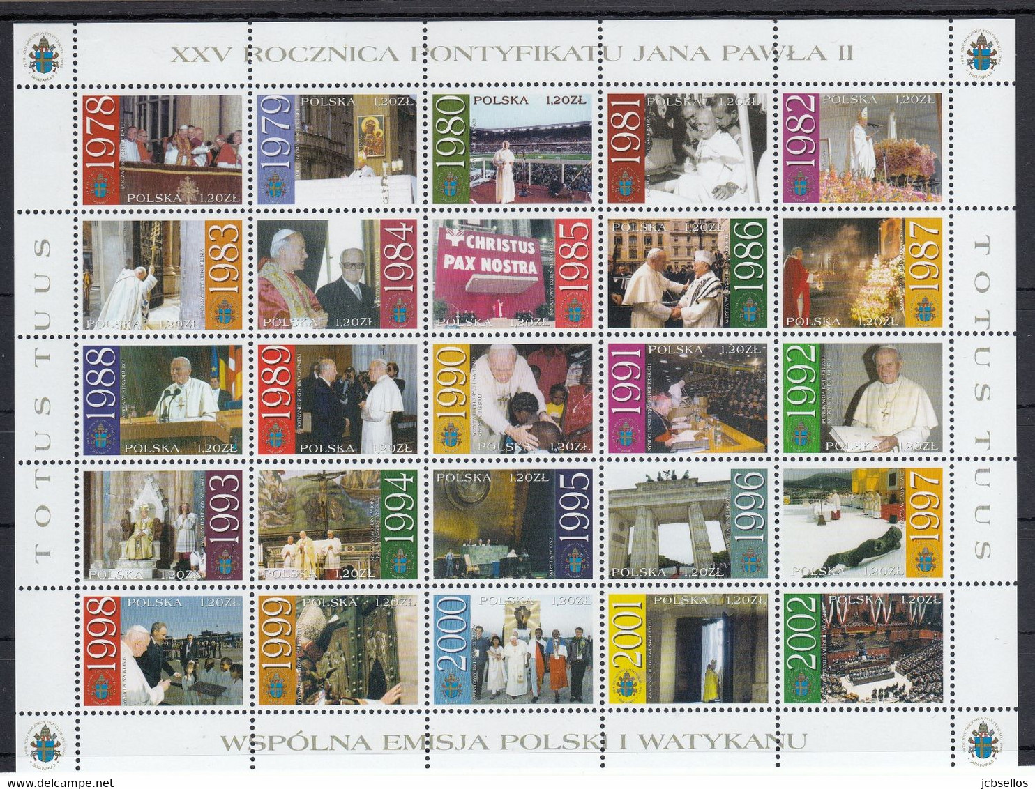 VATICANO 2003 Nº 1283/1327 + HB-26 + 1 M.P. AÑO COMPLETO NUEVO, 20 SELLOS + 1 HB + 1 M.P. - Annate Complete