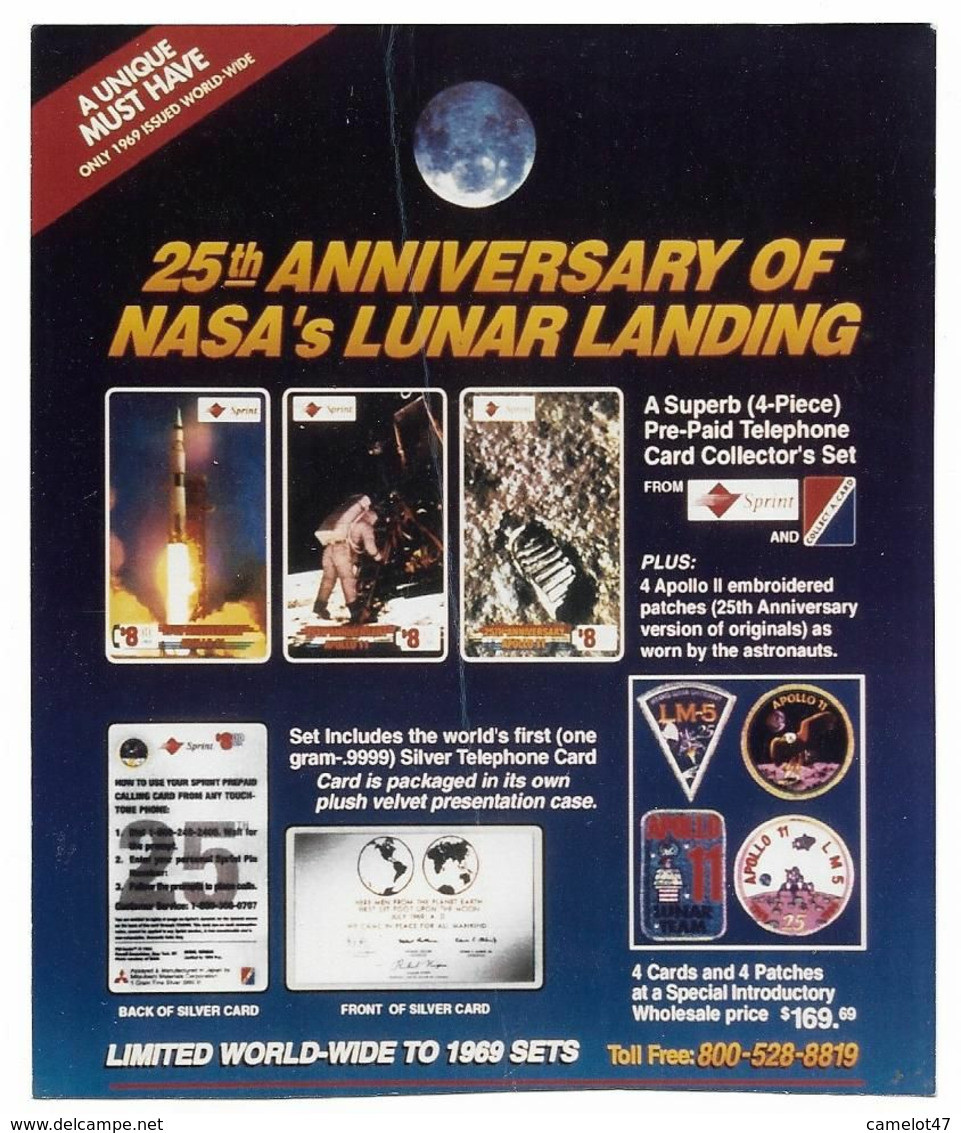 Sprint U.S.A. 4 $8 phone cards 25th Anniversary Apollo 11 limited editon, 1969 ex, SCARCE, HARD TO GET