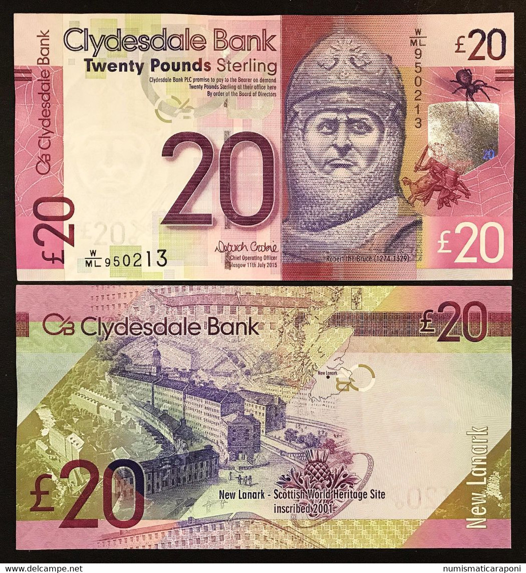 Clydesdale Bank £20 Twenty Pounds Banknote 2015 Scotland Sup/fds Lotto.1997 - 20 Pounds