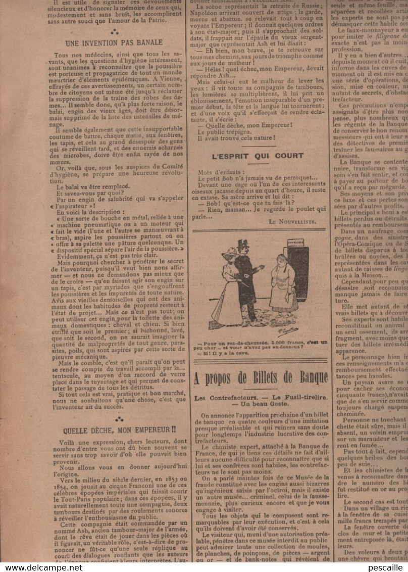 LA VIE POPULAIRE 27 01 1903 - TRAVAUX METROPOLITAIN - TRAINS A CREMAILLERE - ANDIDJAN - MONUMENT HENRI GIFFARD - VICHY