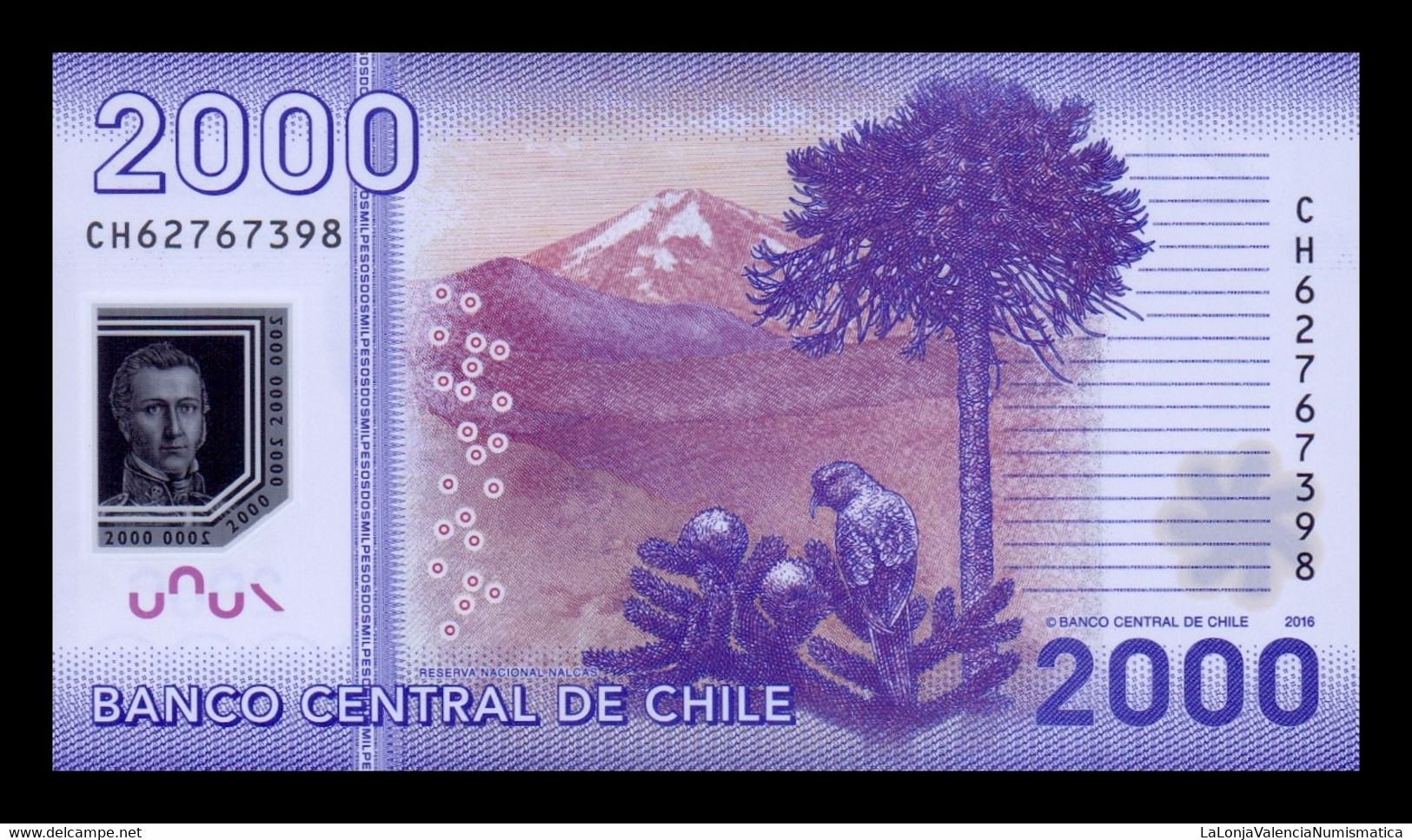 Chile 2000 Pesos 2016 Pick 162f Polymer SC UNC - Cile