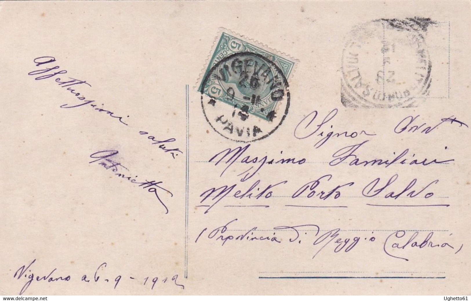 Cartolina D'epoca Spedita Da Vigevano Viaggiata 1912 - Vigevano