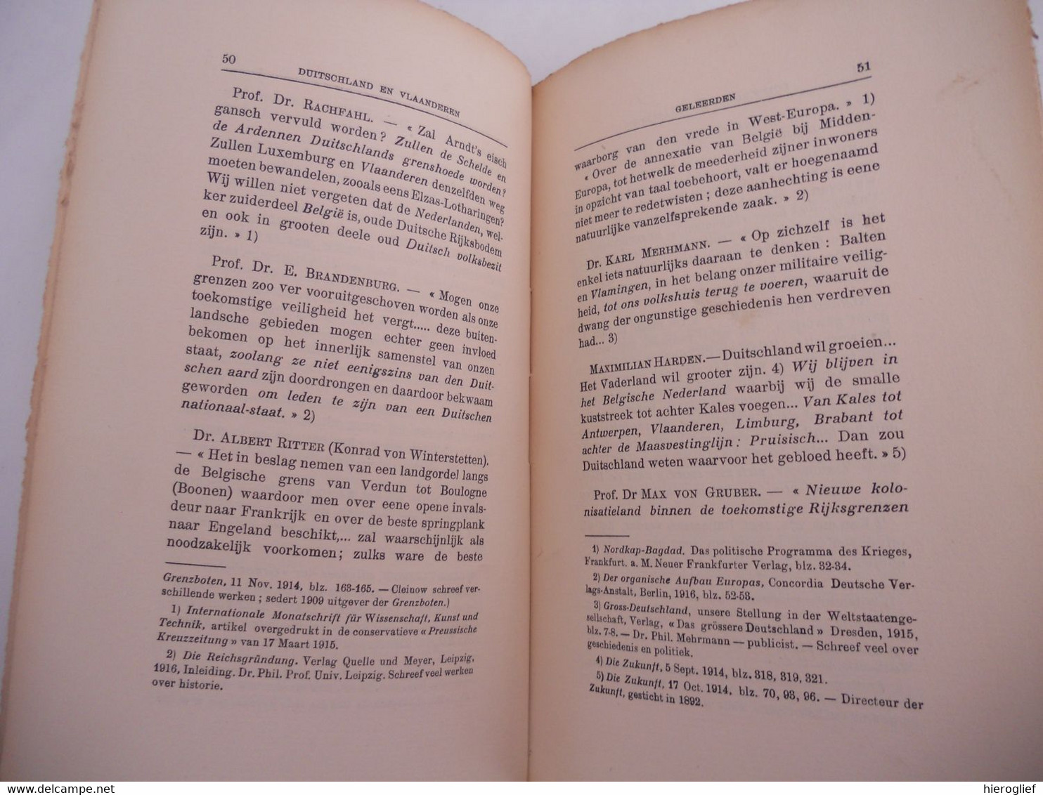 DUITSCHLAND En VLAANDEREN Wat Duitsland Met Vlaanderen Voorhad Door P. Bertrand Van Der Schelden 1919 Brugge - Weltkrieg 1914-18