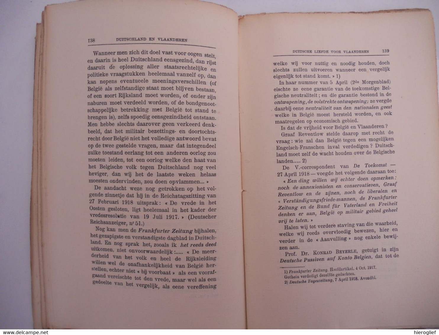 DUITSCHLAND en VLAANDEREN wat Duitsland met Vlaanderen voorhad door P. Bertrand van der Schelden 1919 Brugge