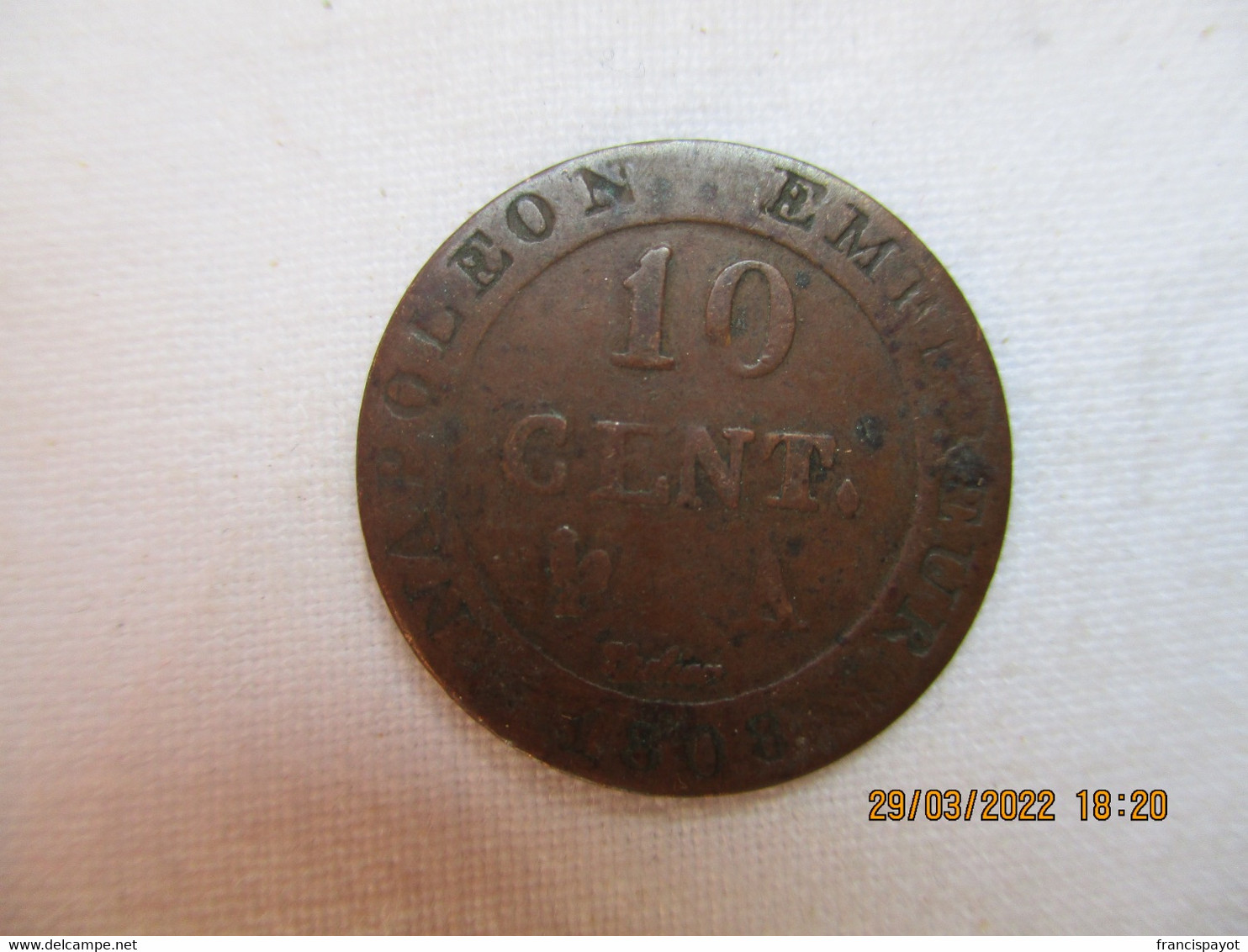 France 10 Centimes 1808 A  (N Couronné) - 10 Centimes