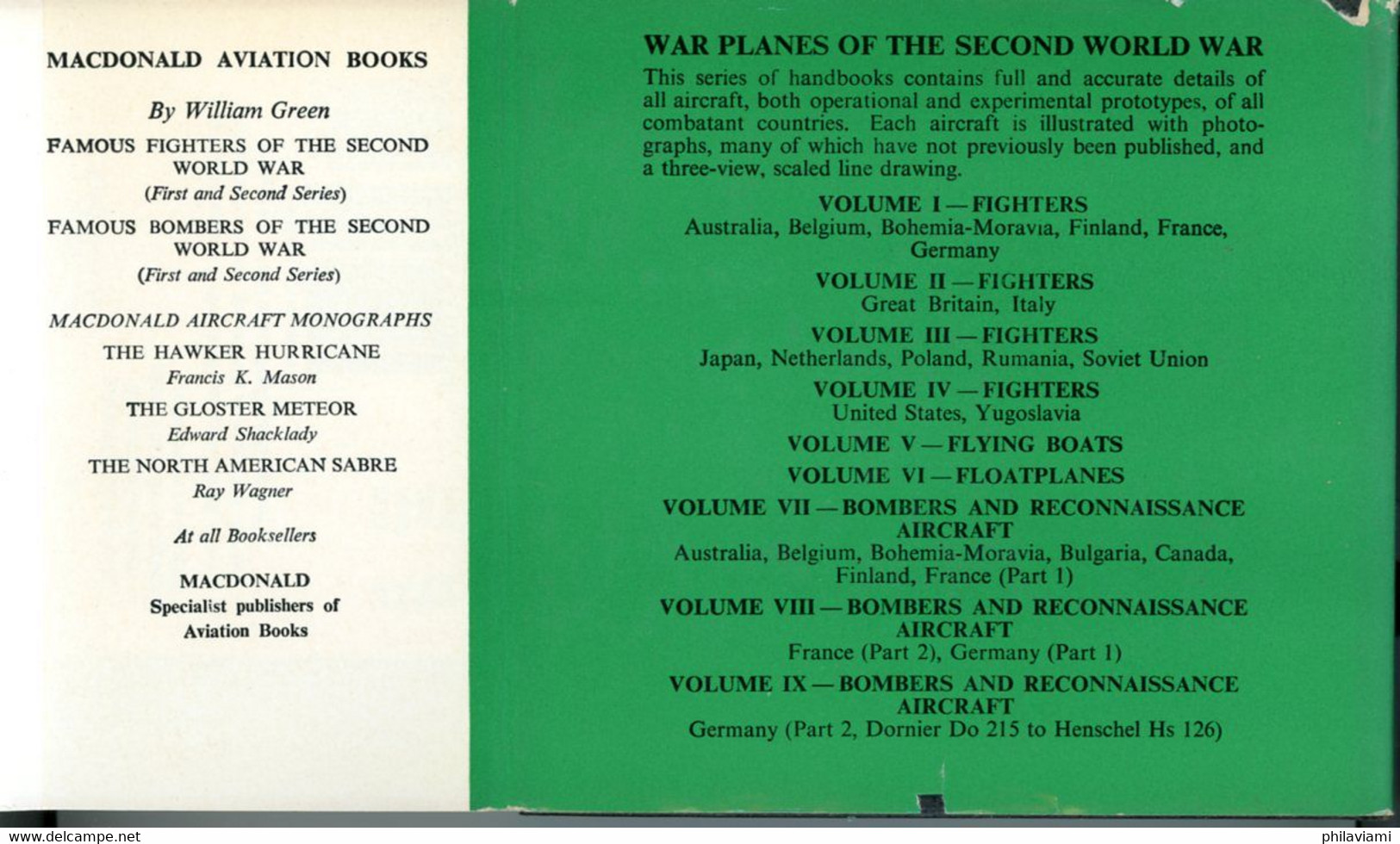 War Planes Of Second World War Vol 2 1961 William Green Illustrated 102 Aircrafts Avions Flugzeuge - Guerra 1939-45