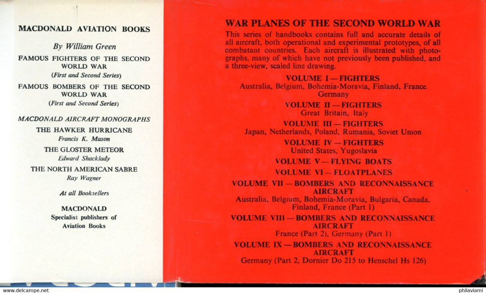 War Planes Of Second World War Vol 3 1961 William Green Illustrated 156 Aircrafts Avions Flugzeuge - Oorlog 1939-45