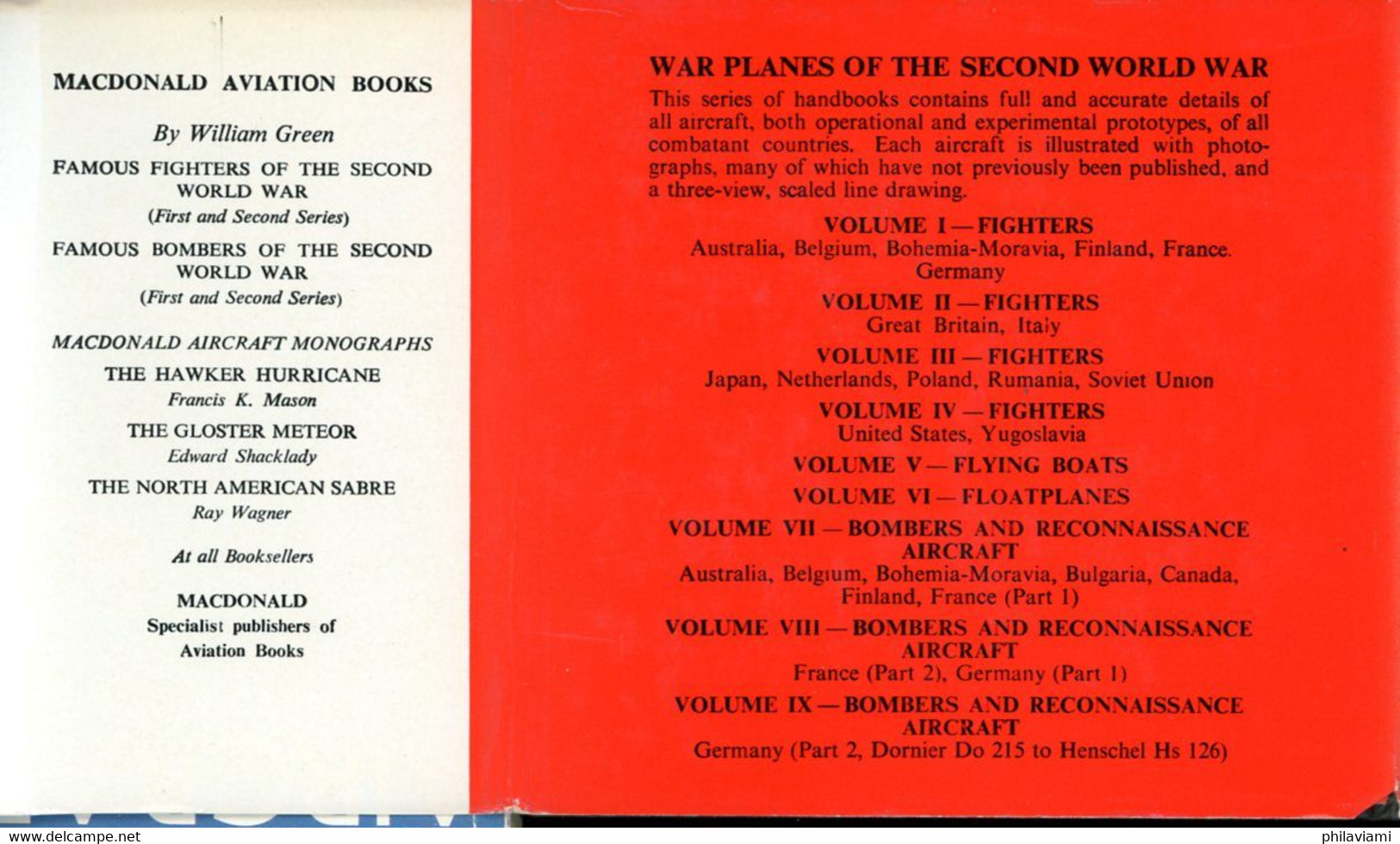 War Planes Of Second World War Vol 3 1961 William Green Illustrated 156 Aircrafts Avions Flugzeuge - Guerre 1939-45
