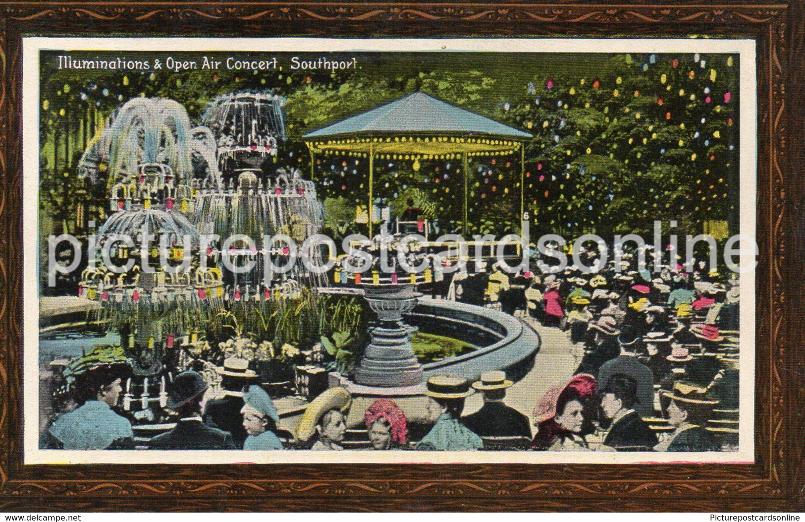 SOUTHPORT ILLUMINATIONS & OPEN AIR CONCERT OLD COLOUR POSTCARD SOUTHPORT LANCASHIRE - Southport