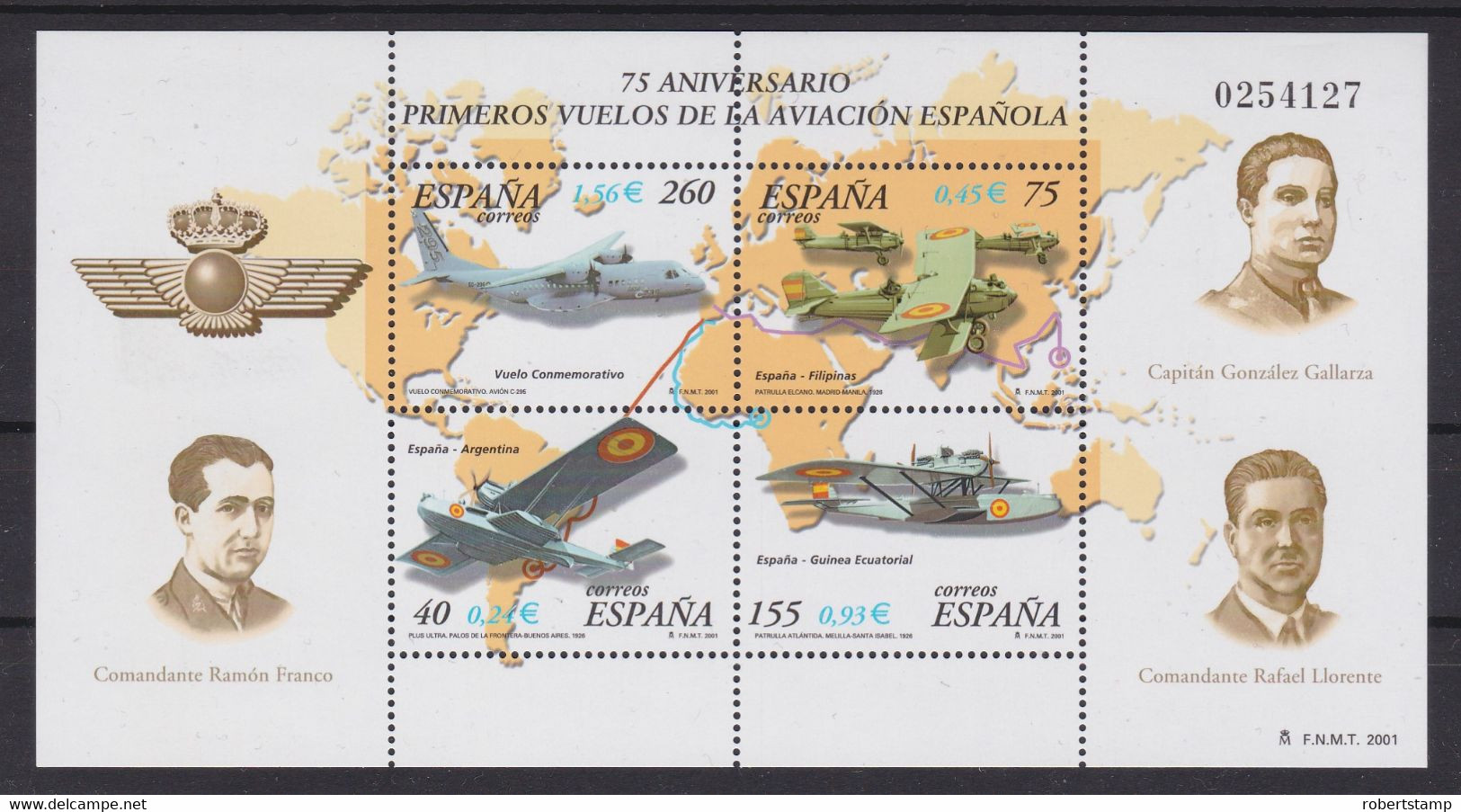 ESPAÑA 2001 - Aviación Hoja Bloque Nueva Sin Fijasellos Edifil Nº 3790 -MNH- - Blocs & Hojas