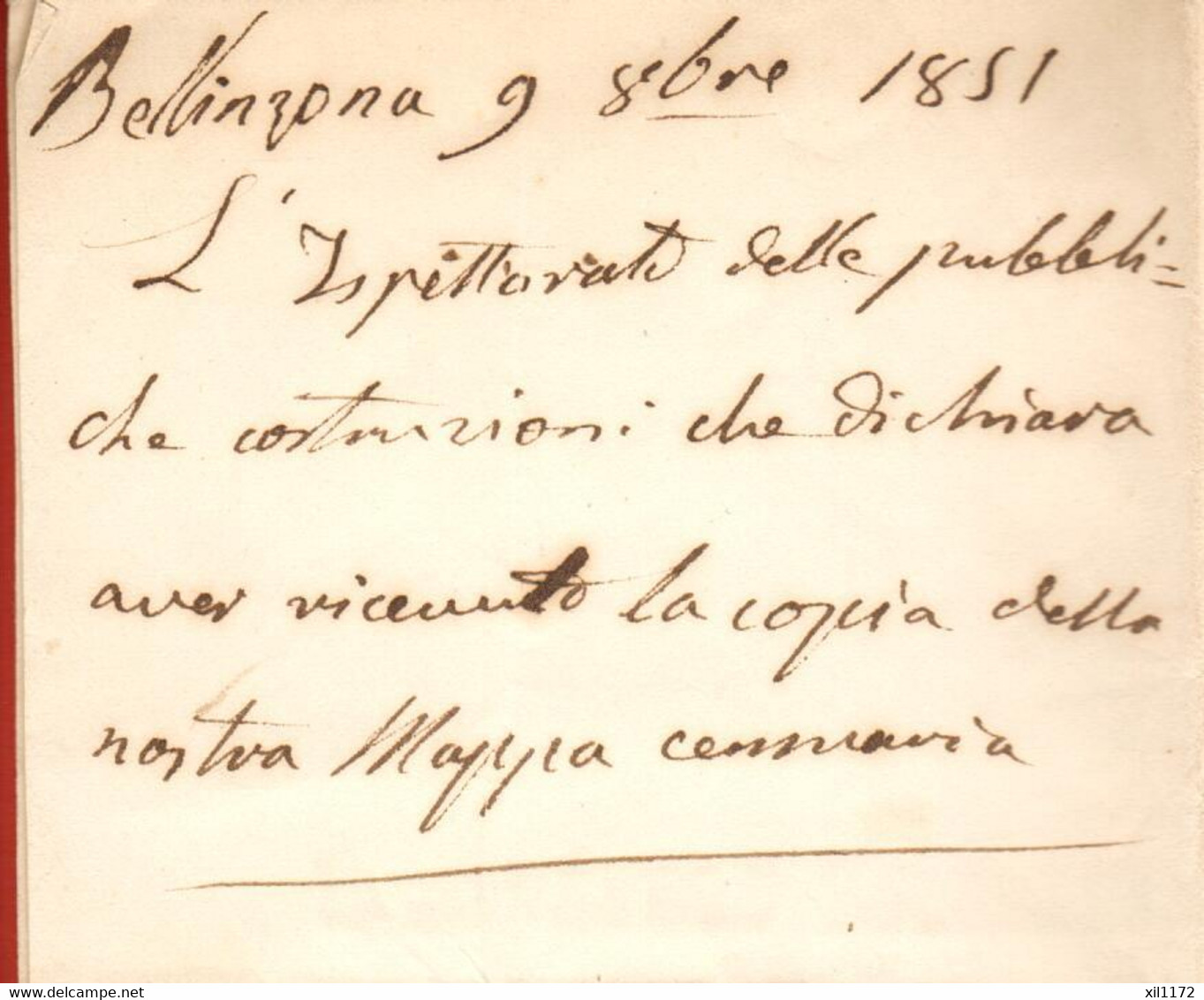 ZPH2-02 Lettera Diffusa Nel 1851 Con Sigillo Bellinzona E Locarno  Municipalità Minusio Ispettorato Costruzione Ticino - ...-1845 Préphilatélie