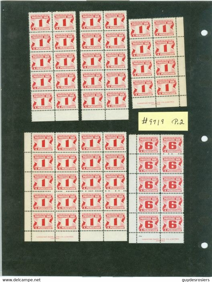 Timbres Canadiens À PERCEVOIR; Neufs / Various Mint POSTAGE DUE Stamps, Possible Trace Of Hinged (9719) - Port Dû (Taxe)