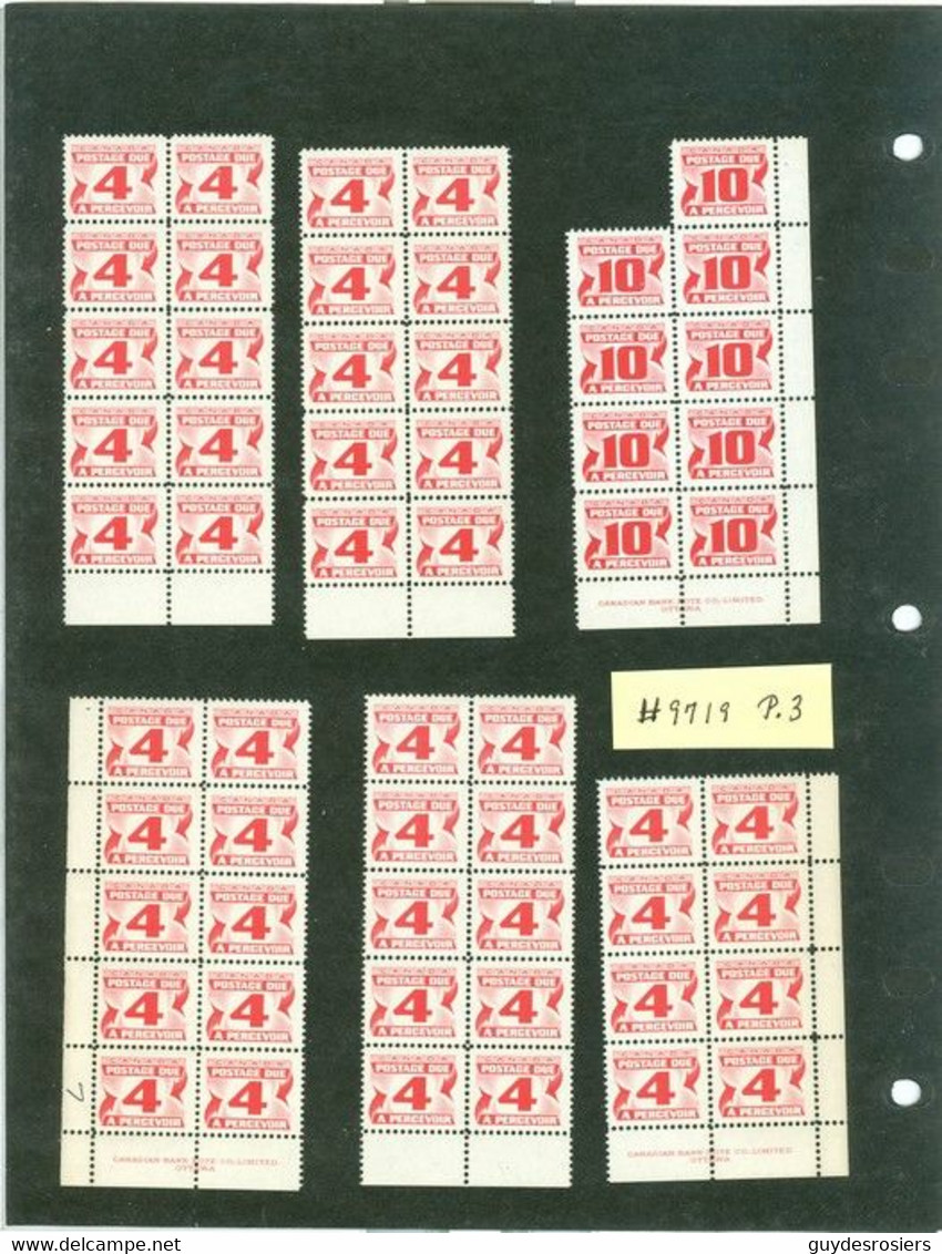 Timbres Canadiens À PERCEVOIR; Neufs / Various Mint POSTAGE DUE Stamps, Possible Trace Of Hinged (9719) - Segnatasse