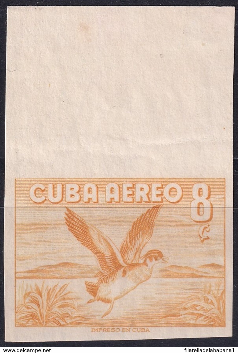1956-425 CUBA REPUBLICA 1956 8c IMPERFORATED PROOF BIRD AVES PAJAROS. - Sin Dentar, Pruebas De Impresión Y Variedades