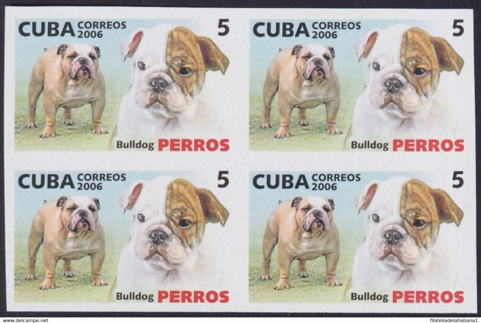 2006.734 CUBA 2006 5c MNH IMPERFORATED PROOF PERROS DOG BULLDOG. - Sin Dentar, Pruebas De Impresión Y Variedades
