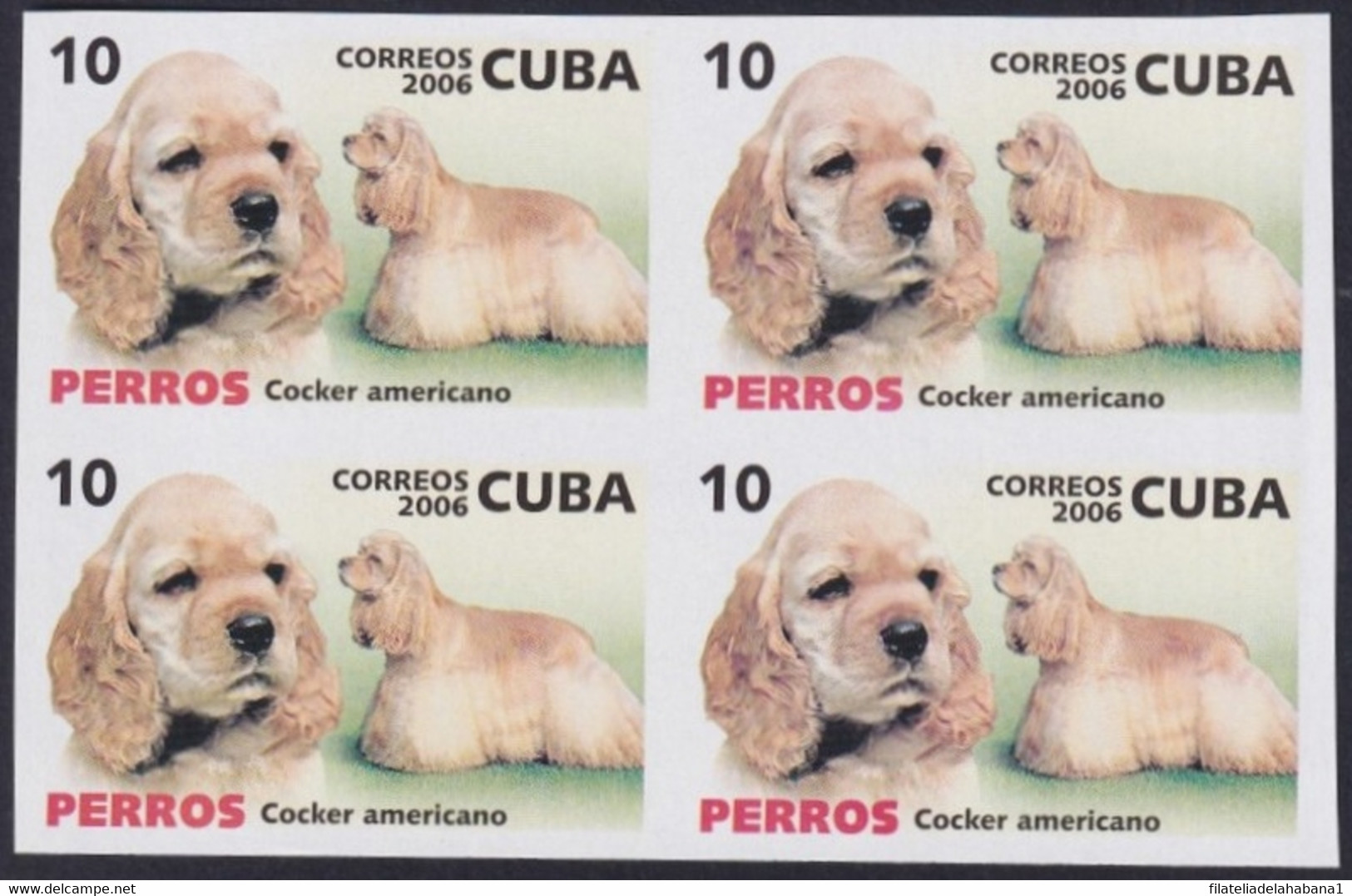 2006.736 CUBA 2006 10c MNH IMPERFORATED PROOF PERROS DOG COCKER SPANIEL - Sin Dentar, Pruebas De Impresión Y Variedades