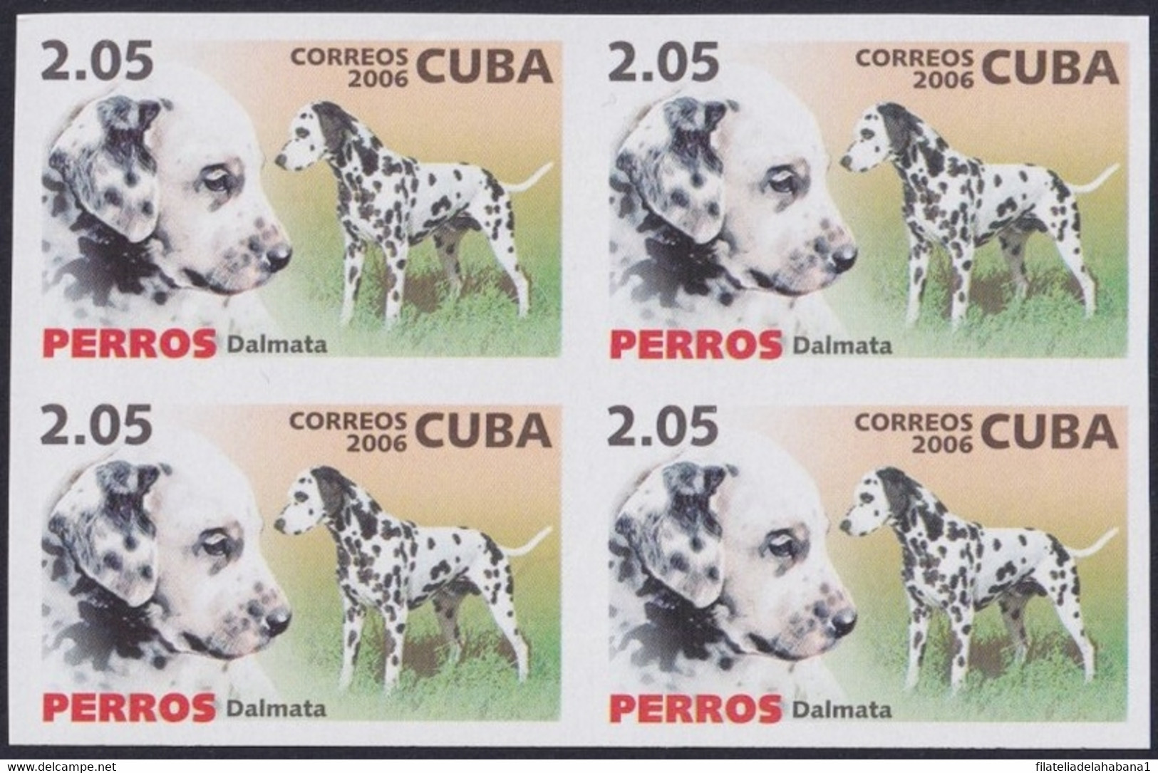 2006.737 CUBA 2006 2.05$ MNH IMPERFORATED PROOF PERROS DOG DALMATA. - Sin Dentar, Pruebas De Impresión Y Variedades