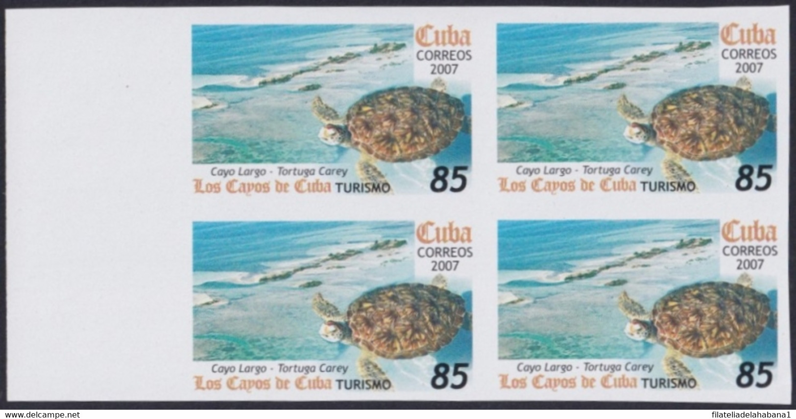 2007.701 CUBA 2007 85c MNH IMPERFORATED PROOF VIRGEN KEY FAUNA TURTLE TORTUGAS. - Ongetande, Proeven & Plaatfouten