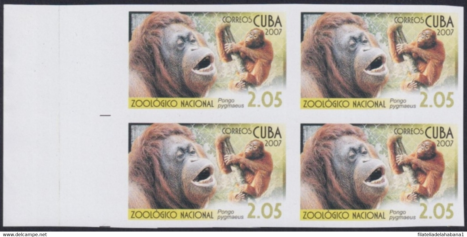 2007.707 CUBA 2007 2.05$ MNH IMPERFORATED PROOF VIRGEN KEY FAUNA ZOO MONKEY MONO ORANGUTAN. - Imperforates, Proofs & Errors
