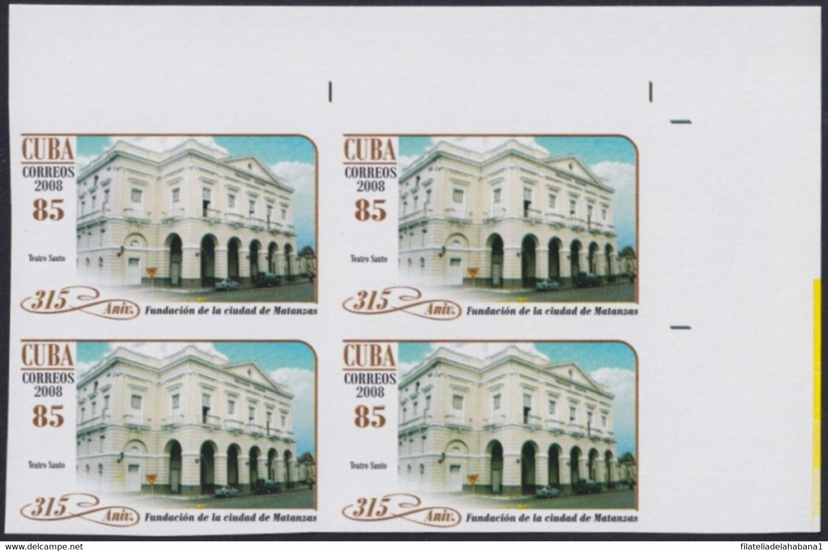 2008.413 CUBA 2008 85c MNH IMPERFORATED PROOF MATANZAS FOUNDATION SAUTO TEATHER. - Imperforates, Proofs & Errors