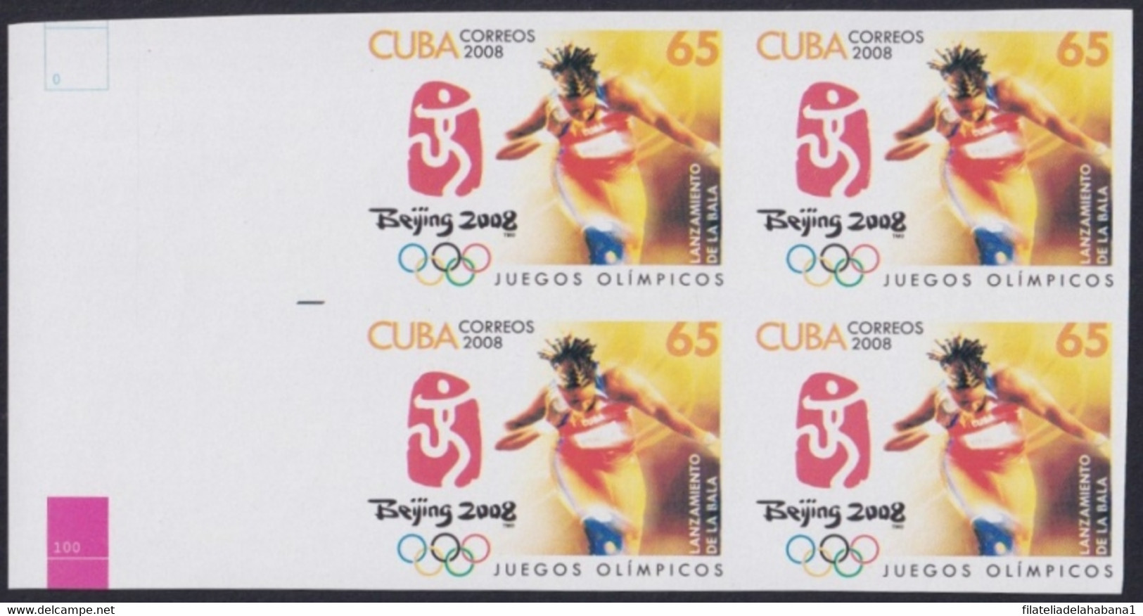 2008.416 CUBA 2008 65c MNH IMPERFORATED PROOF CHINA OLYMPIC GAMES ATHLETISM. - Non Dentelés, épreuves & Variétés