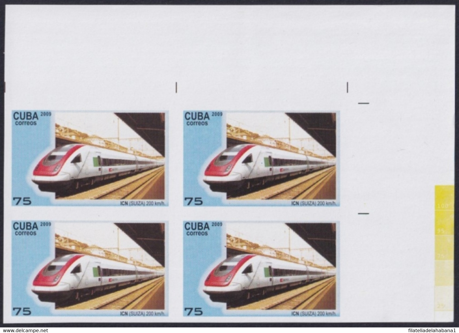 2009.441 CUBA 2009 75c MNH IMPERFORATED PROOF FAST RAILROAD SWITZERLAND ICN. - Sin Dentar, Pruebas De Impresión Y Variedades