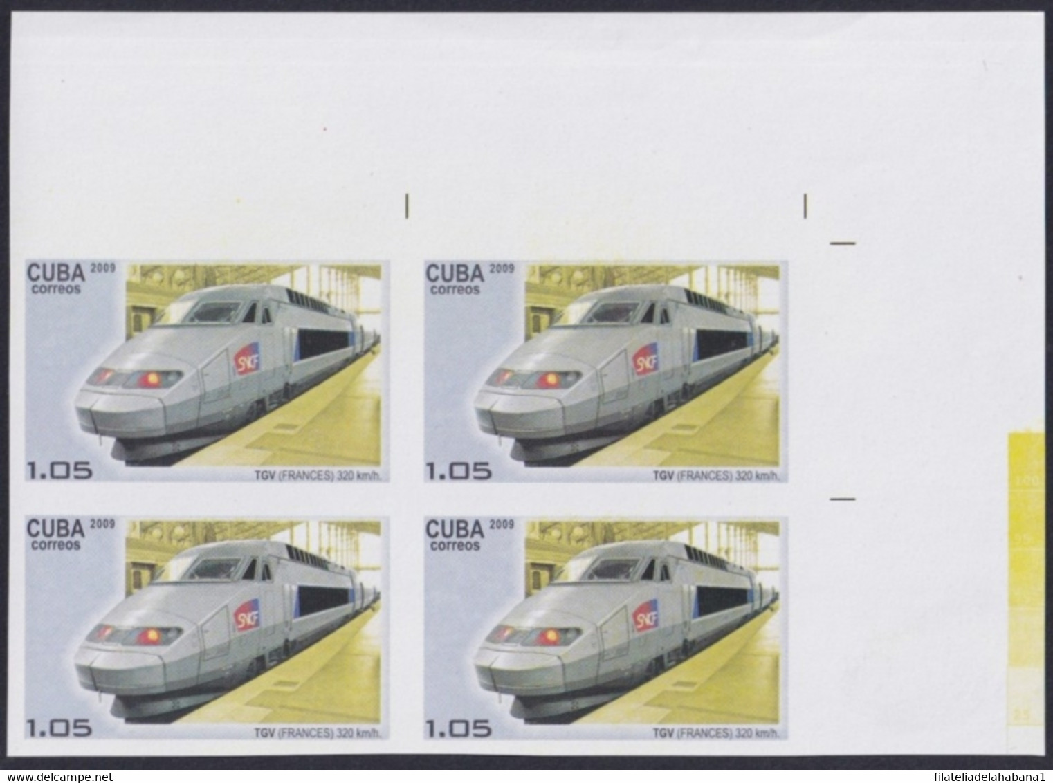 2009.442 CUBA 2009 1.05$ MNH IMPERFORATED PROOF FAST RAILROAD FRANCE TGV. - Non Dentelés, épreuves & Variétés