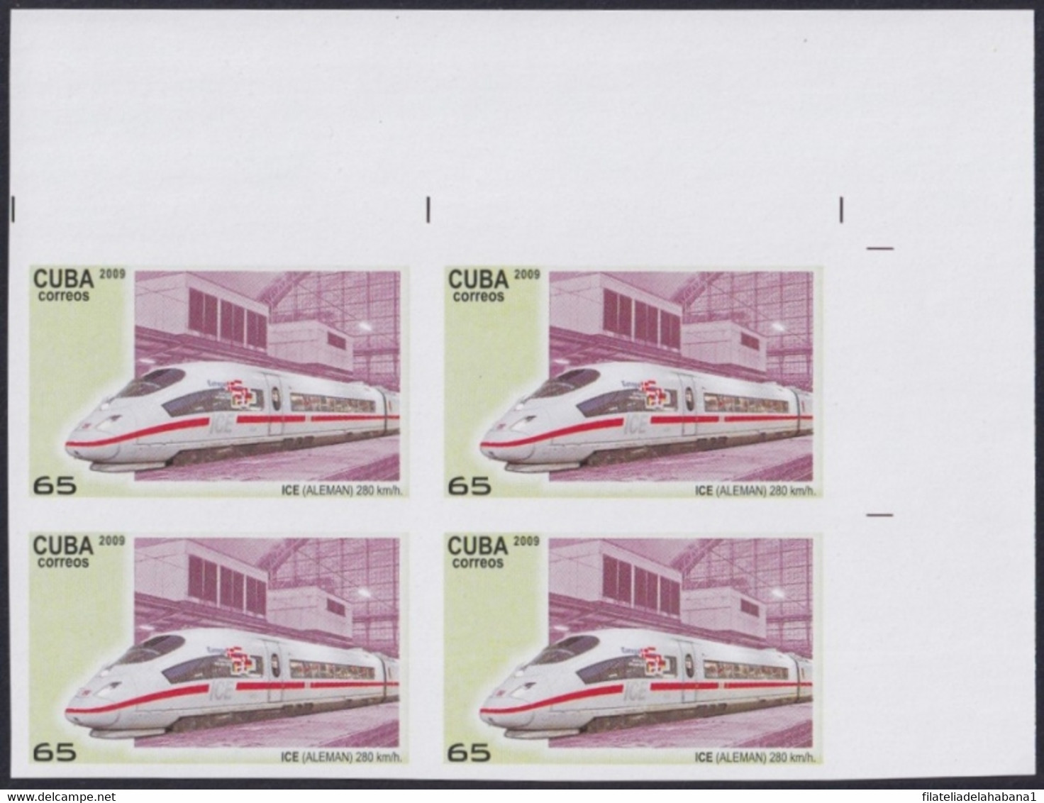 2009.445 CUBA 2009 65c MNH IMPERFORATED PROOF FAST RAILROAD GERMANY ICE. - Ongetande, Proeven & Plaatfouten