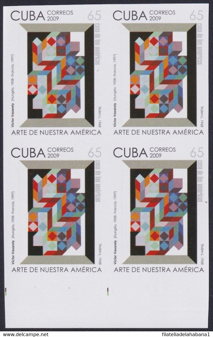 2009.450 CUBA 2009 65c MNH IMPERFORATED PROOF AMERICA ART HUNGARY VICTOR VASARELY. - Imperforates, Proofs & Errors