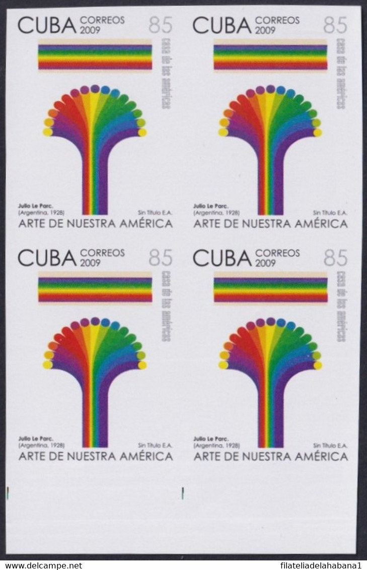 2009.451 CUBA 2009 85c MNH IMPERFORATED PROOF AMERICA ART ARGENTINA JULIO LE PARC. - Ongetande, Proeven & Plaatfouten