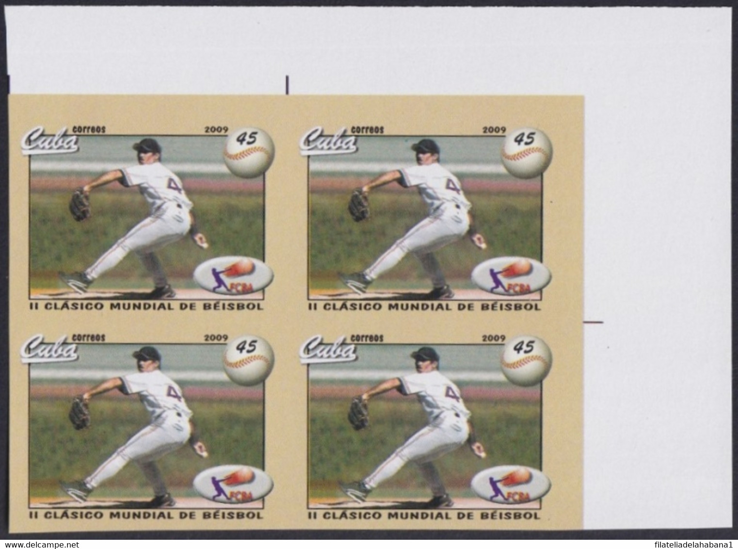 2009.452 CUBA 2009 45c MNH IMPERFORATED PROOF BASEBALL CLASSIC GAMES. - Imperforates, Proofs & Errors