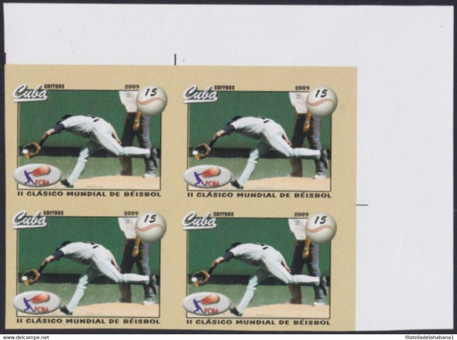 2009.454 CUBA 2009 15c MNH IMPERFORATED PROOF BASEBALL CLASSIC GAMES. - Geschnittene, Druckproben Und Abarten