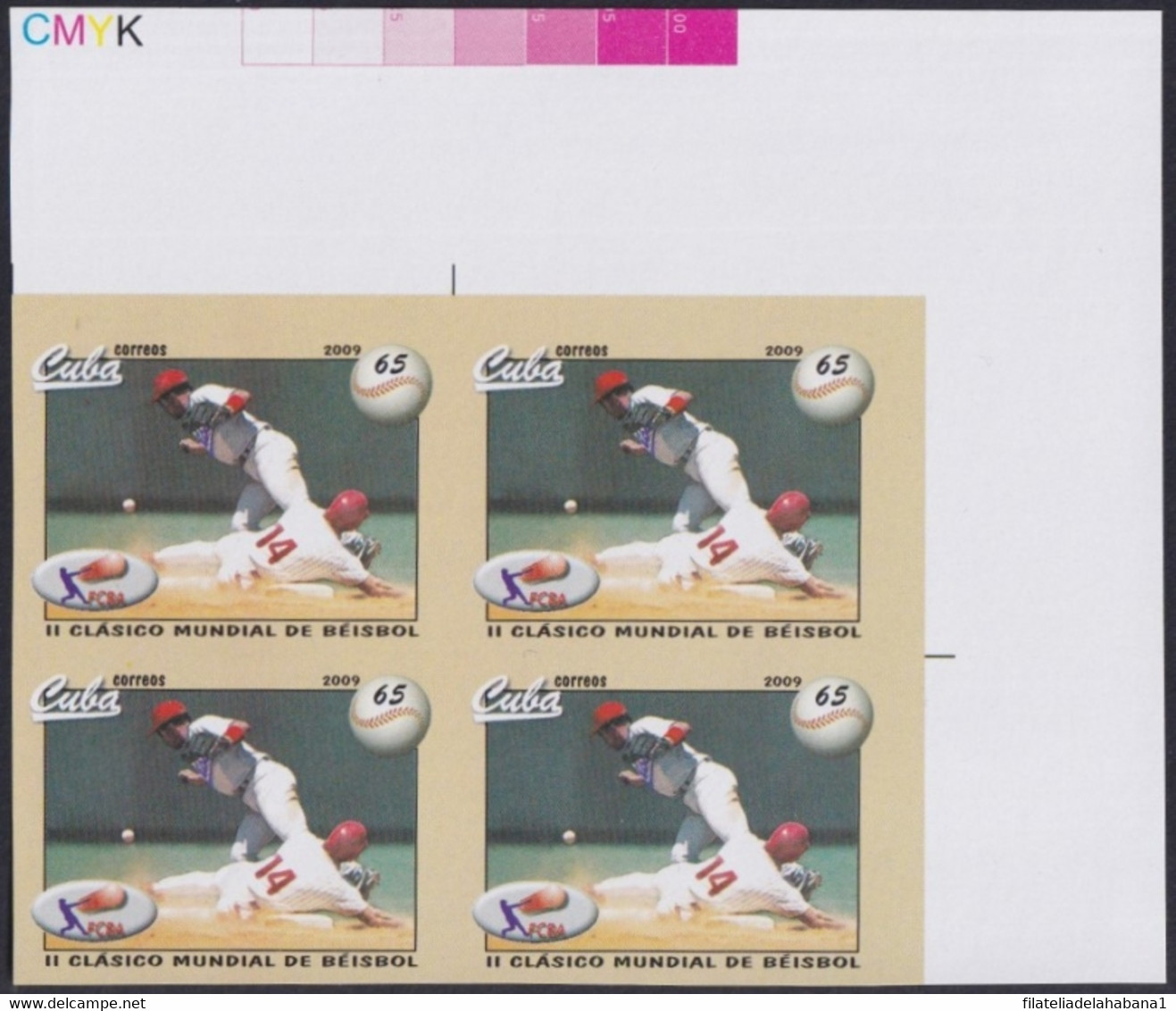 2009.455 CUBA 2009 65c MNH IMPERFORATED PROOF BASEBALL CLASSIC GAMES. - Non Dentelés, épreuves & Variétés