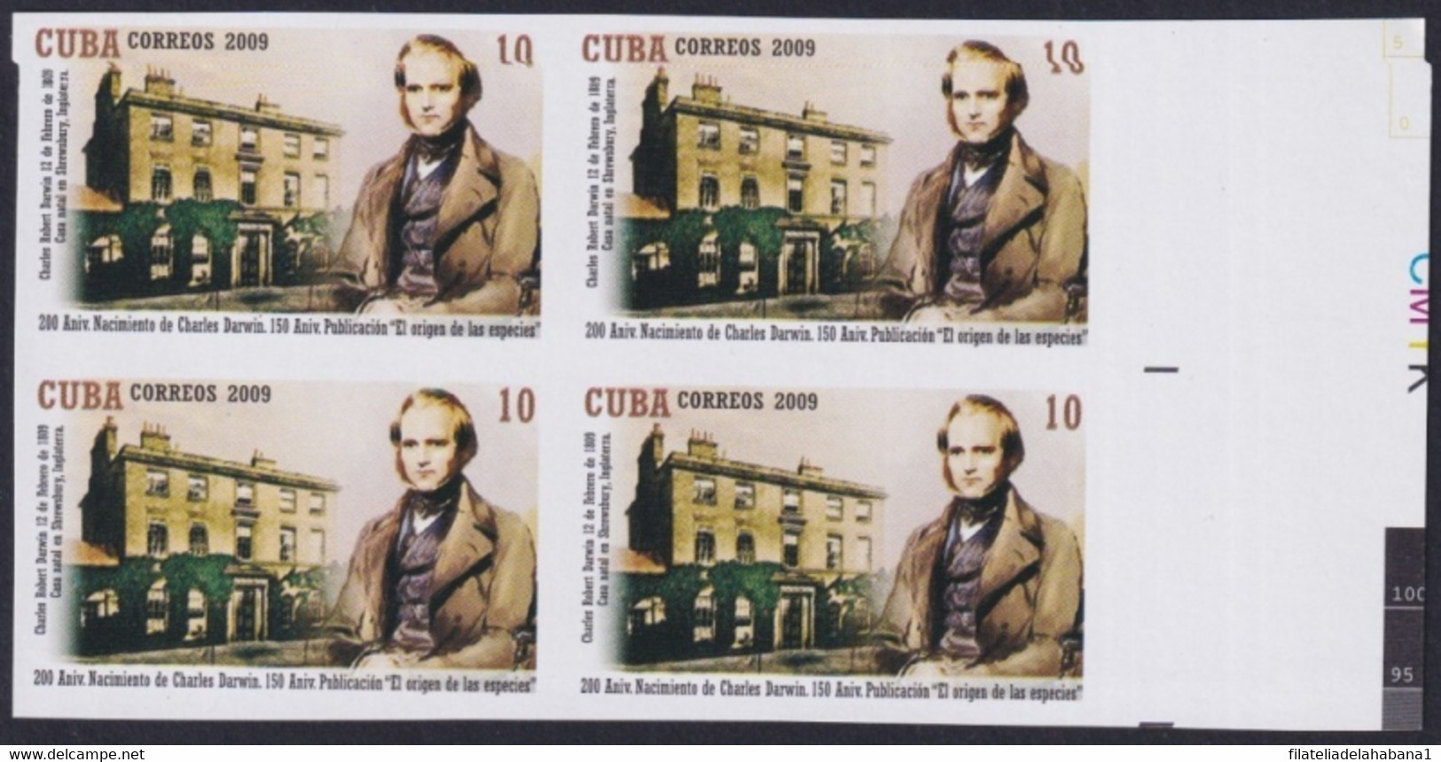 2009.460 CUBA 2009 10c MNH IMPERFORATED PROOF 200 ANIV CHARLES DARWIN. - Sin Dentar, Pruebas De Impresión Y Variedades