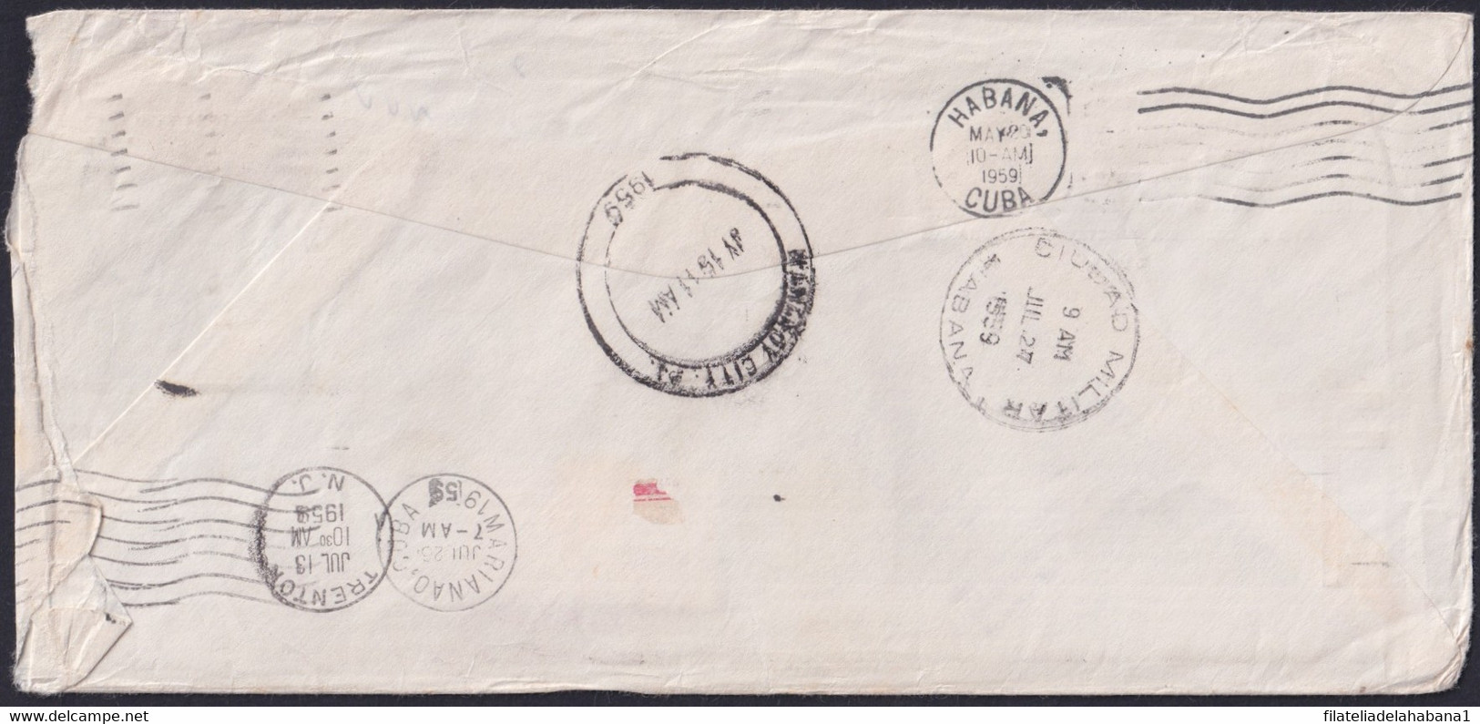 1959-H-37 CUBA 1959 LG-2156 OFFICIAL COVER POSTMARK FORWARDED COVER TO USA. - Covers & Documents