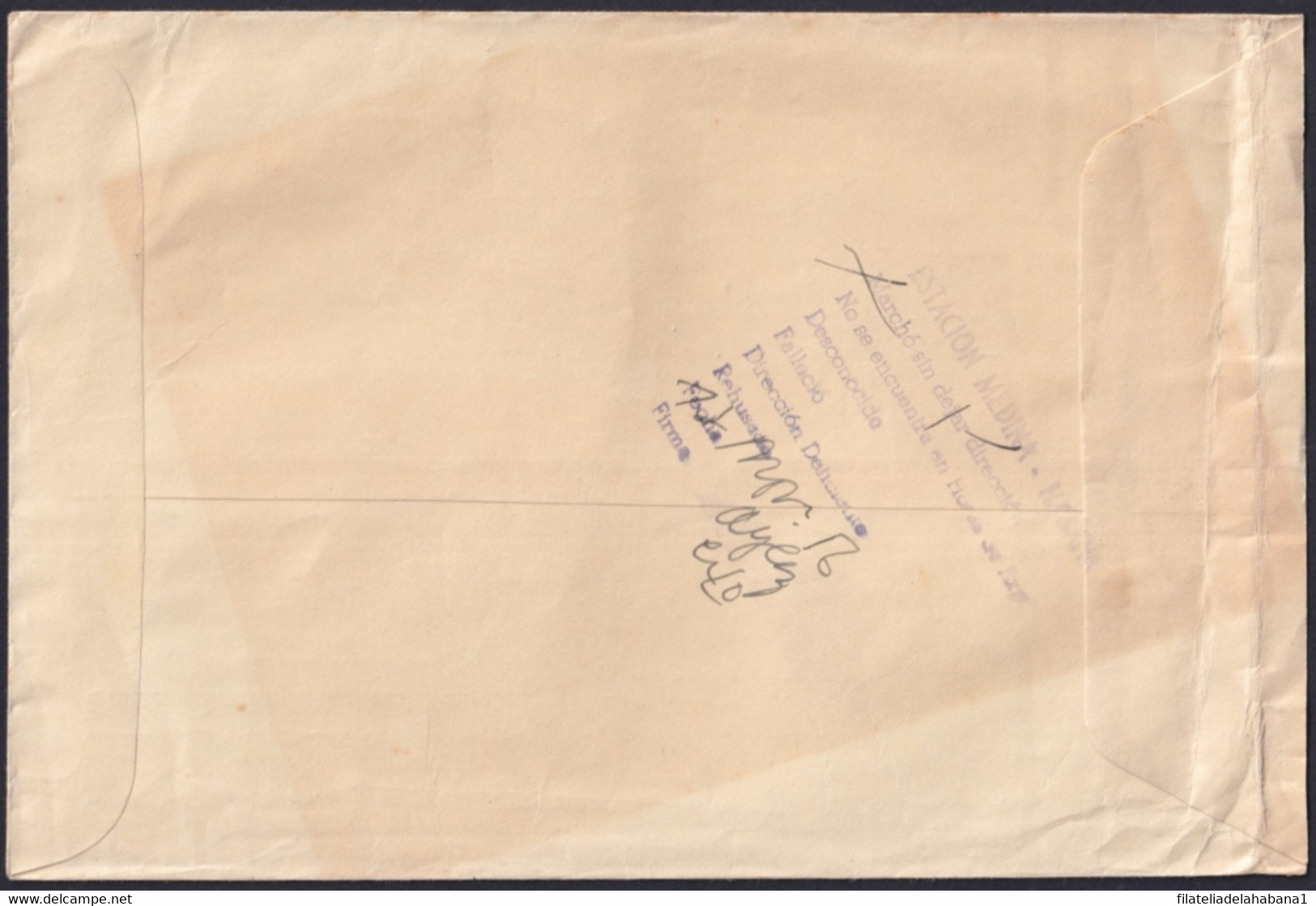 1956-H-85 CUBA 1959 LG-2159 OFFICIAL COVER POSTMARK FORWARDED CIUDAD MILITAR. - Covers & Documents