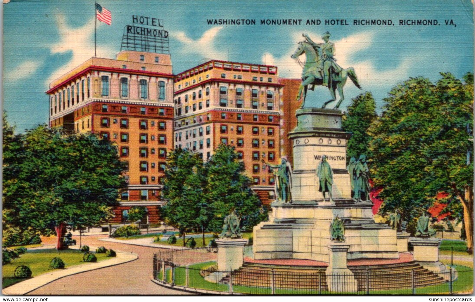 Virgina Richmond Washington Monument And Hotel Richmond 1954 - Richmond