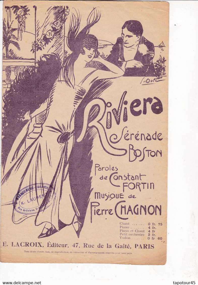 Riviera > 27/04) Partition Musicale Ancienne       " - Gesang (solo)