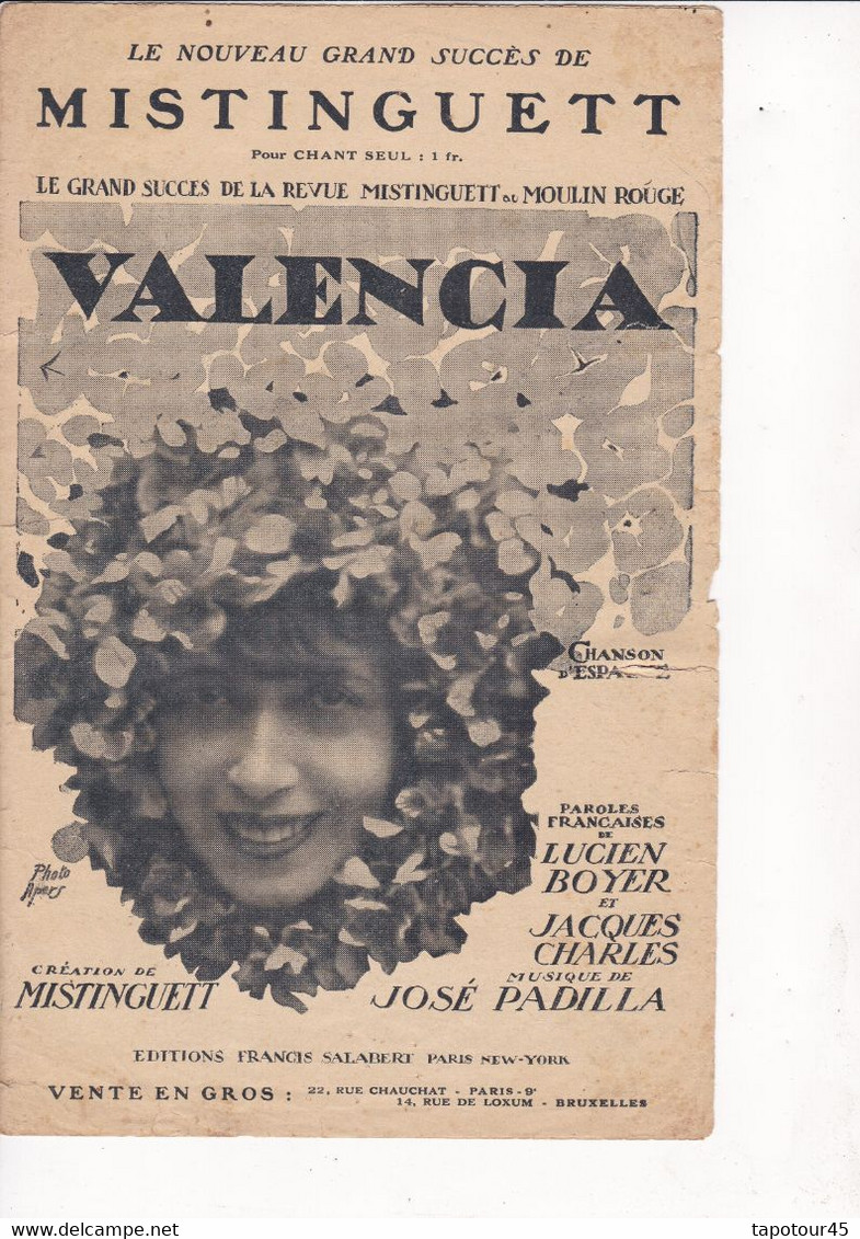 Valencia > 27/04) Partition Musicale Ancienne       " - Chant Soliste