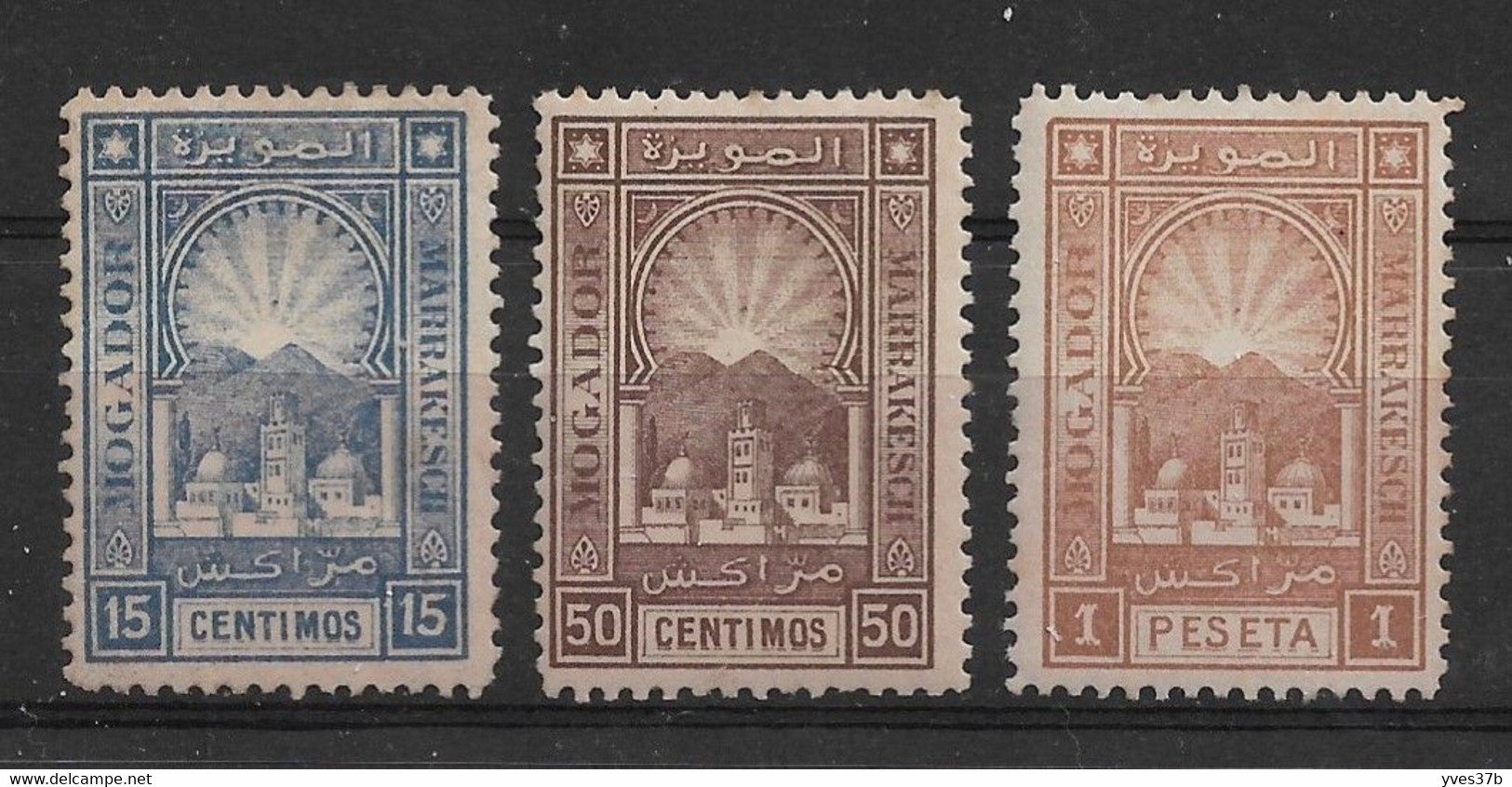 MAROC - Postes Locales - Mogador à Marrakech - N°86a + 87a + 88a "Dentelés 11,5" Neuf* Variété "sans Fenêtre" - TTB - - Nuevos