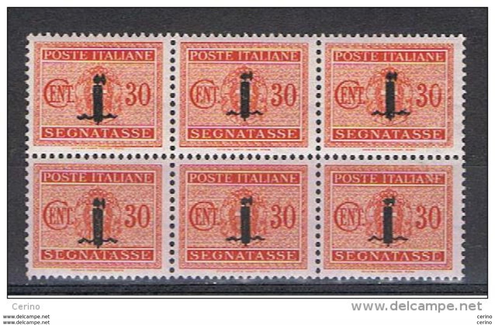 R.S.I.:  1944  TASSE  SOPRASTAPATI  -  30 C. ARANCIO  BL. 6  N. -  SASS. 64 - Postage Due